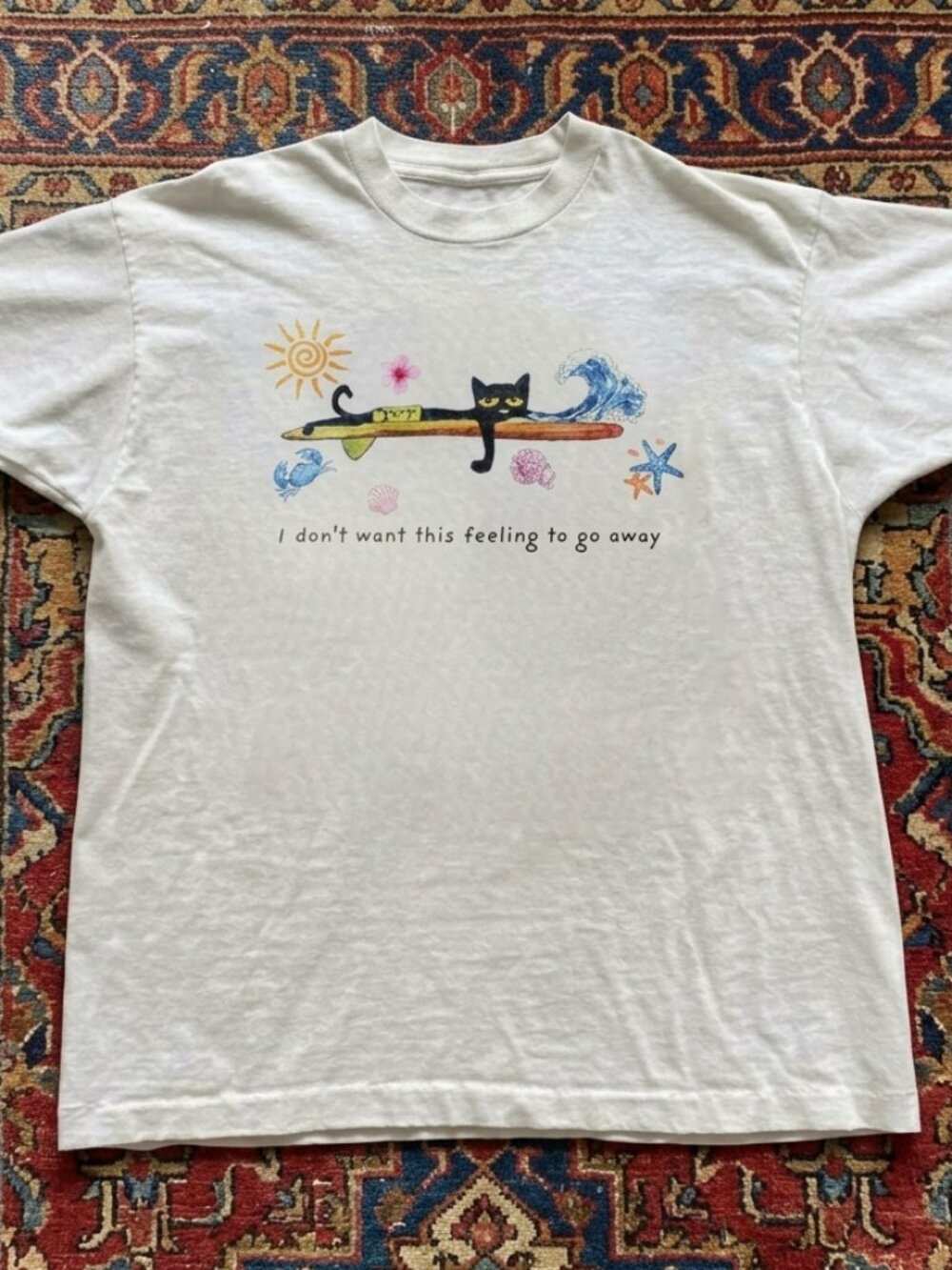 Surfing Black Pete the Cat White T-shirt